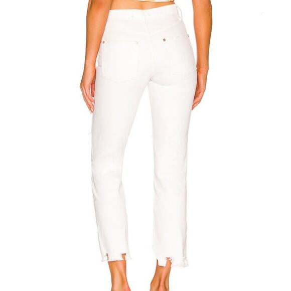 NEW Free People Tapered Baggy Boyfriend Distressed Straight leg Jeans White - Picture 4 of 12